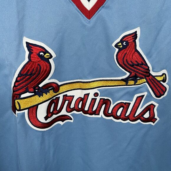 VTG St Louis Cardinals Baseball Jersey Majestic Cooperstown Blue 3X Made In USA - Picture 5 of 8